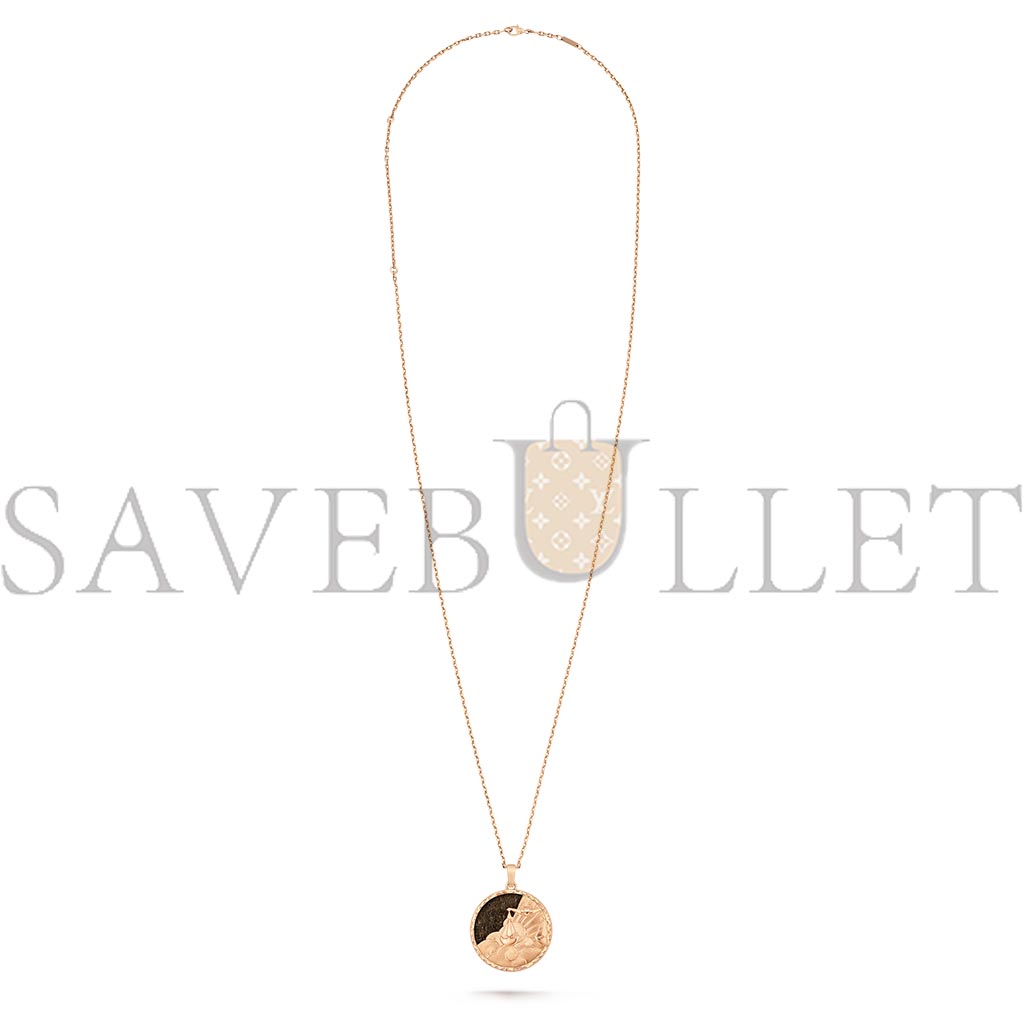 V*N CL*F arpels zodiaque long necklace librae (libra) - rose gold, obsidian  vcarp9re00